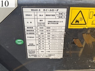 中古建設機械 中古 コマツ KOMATSU ホイール・ローダ １．０立米以下 WA40-8