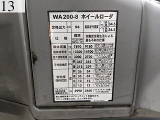 中古建設機械 中古 コマツ KOMATSU ホイール・ローダ １．０立米以上 WA200-8