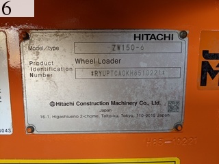 中古建設機械 中古 日立建機 HITACHI ホイール・ローダ １．０立米以上 ZW150-6