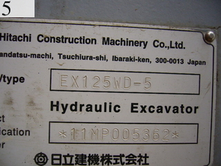 Used Construction Machine Used HITACHI HITACHI Excavator Wheeled Excavators EX125WD-5
