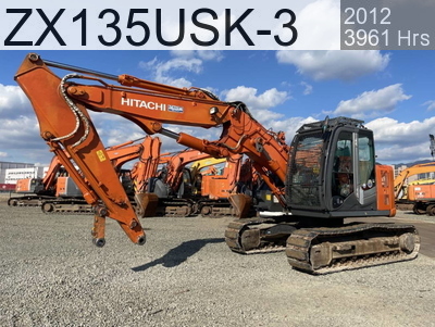 Used Construction Machine Used HITACHI Demolition excavators Long front ZX135USK-3 #89466, 2012Year 3961Hours
